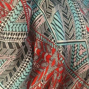 Accessories - Turquoise, Black, Coral Red & Pink accent scarf. Accessories - Turquoise, Black, Coral Red & Pink accent scarf.